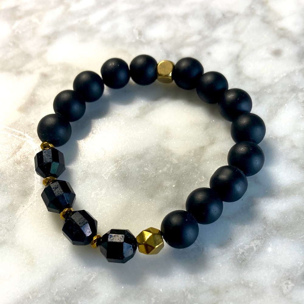Black onyx & tourmaline bracelet